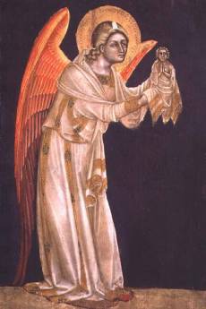 SSI87135 Angel (tempera on panel) by Guariento, Ridolfo di Arpo (c.1310-c.1370) tempera and gold leaf on panel Museo Civico, Padua, Italy Italian, out of copyright